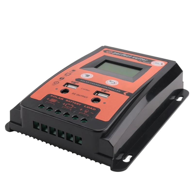 30A MPPT PWM Solar Charge Controller 12V 24V Solar Panel Battery Regulator Dual USB Port LCD Display