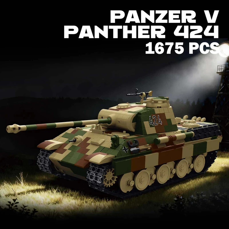 

WW2 Military German Panther Ausf G 424 Tank Building Blocks War World 2 Panzer V Tank Model Assembly Bricks Toys Kids Boys Gifts