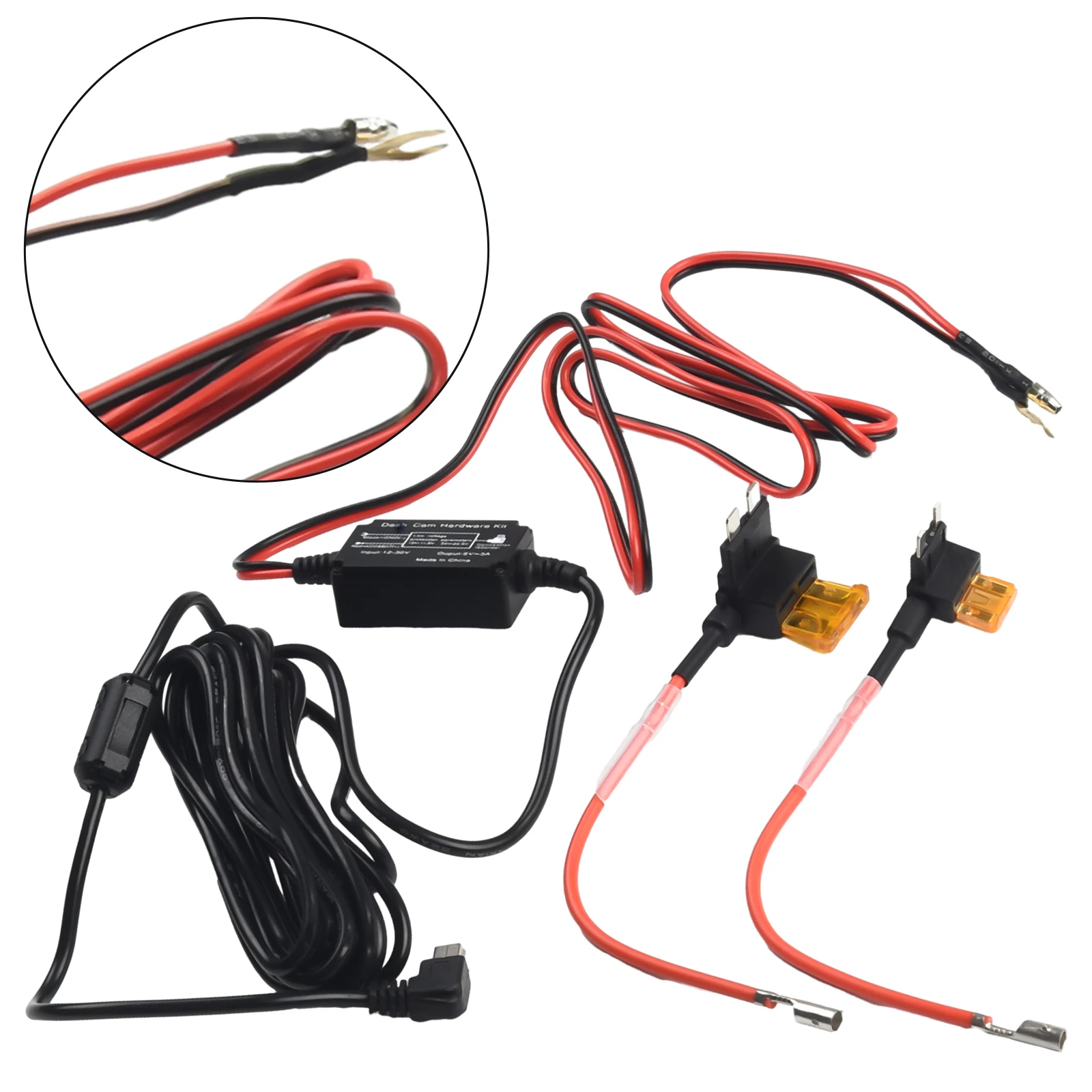 Hard Wire Fuse Hardwiring Kit with Low Profile Mini Mini and ATO Fuses for Car Recording Camera with 24 Hour Surveillance