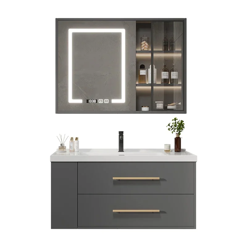 Storage Narrow Bathroom Cabinet Double Washbasin Furniture Home Vanity Column Sinks Multifunction Medicine Floor Wooden Drawer