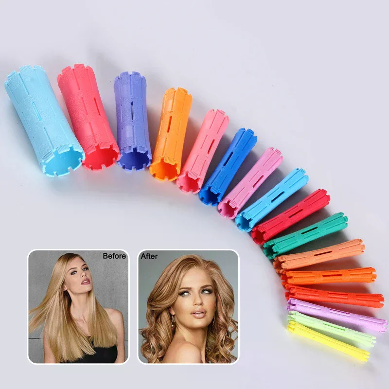 6/9Pcs Hair Perm Rods Cold Wave Perming Rods Heatless Non-slip Hollow Design Hair Rollers DIY Curlers Barber Shop Hair Styling