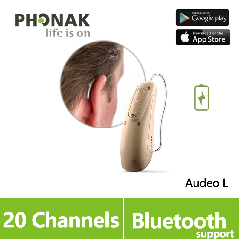 Phonak Audeo L-RL（30/50/70/90）Hearing Aids 20 channels Computer Programming Bluetooth Rechargeable Wireless for Hearing Loss