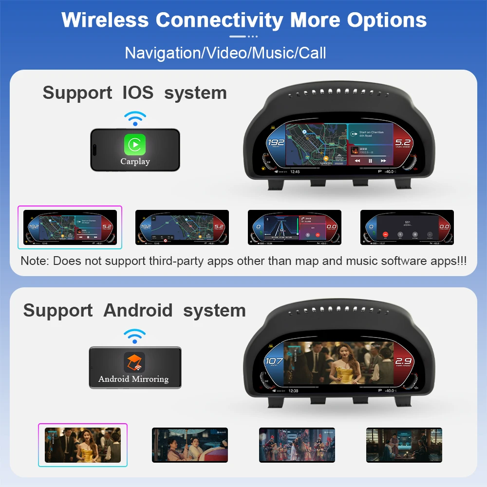 عداد السرعة LCD مقاس 11 بوصة من AUTOTOP لوحة قمرة القيادة الافتراضية لسيارات BMW 1 series E81 E82 E87 E88 2006-2015، موسيقى الملاحة اللاسلكية Carplay #3