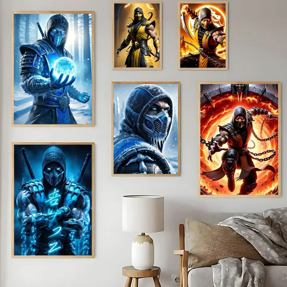Cartoon Mortal Kombat Poster HD Art Sticky Wall Waterproof Home Living Room Bedroom Bar Aesthetic Decoration