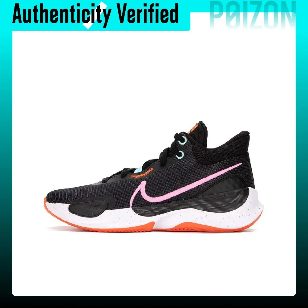 Nike Renew Elevate 3 Basketball Shoes Unisex Low-top Black Pink Orange DD9304-007
