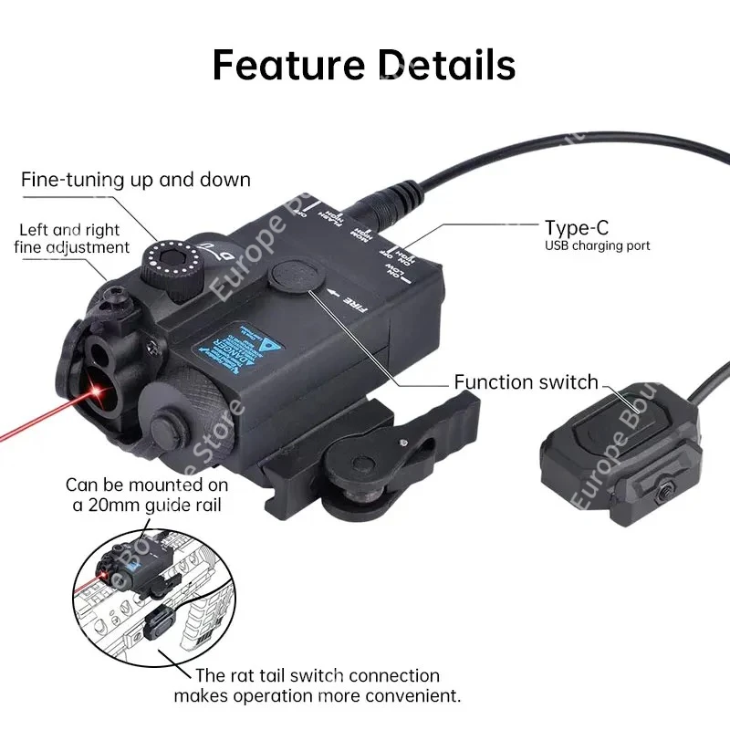 Hunting PEQ15 Red Green Laser Flashlight Set 20mm Picatinny Rail Mount For Outdoor Sport Model Accessories Fit M300 M600