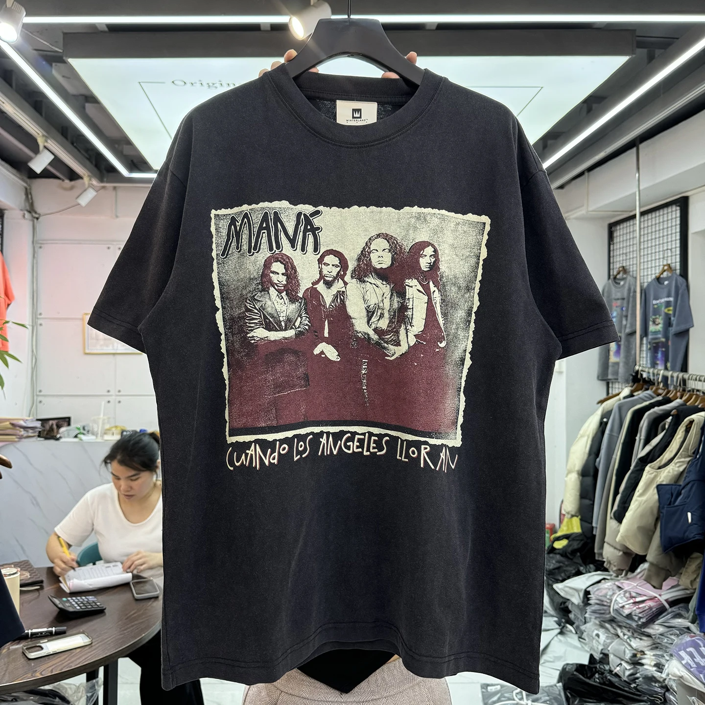 

Retro Washed American Street Style Rock Band Print Loose Fit round Neck Short Sleeve T-Shirt Summer Casual Cotton Top