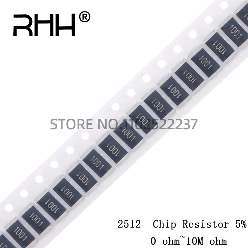 

50pcs 2512 5% SMD resistor 0R ~ 1M 0 1 10 100 150 220 330 ohm 1K 2.2K 10K 100K 220K 0R 1R 10R 100R 150R 220R 330R 470R 1M