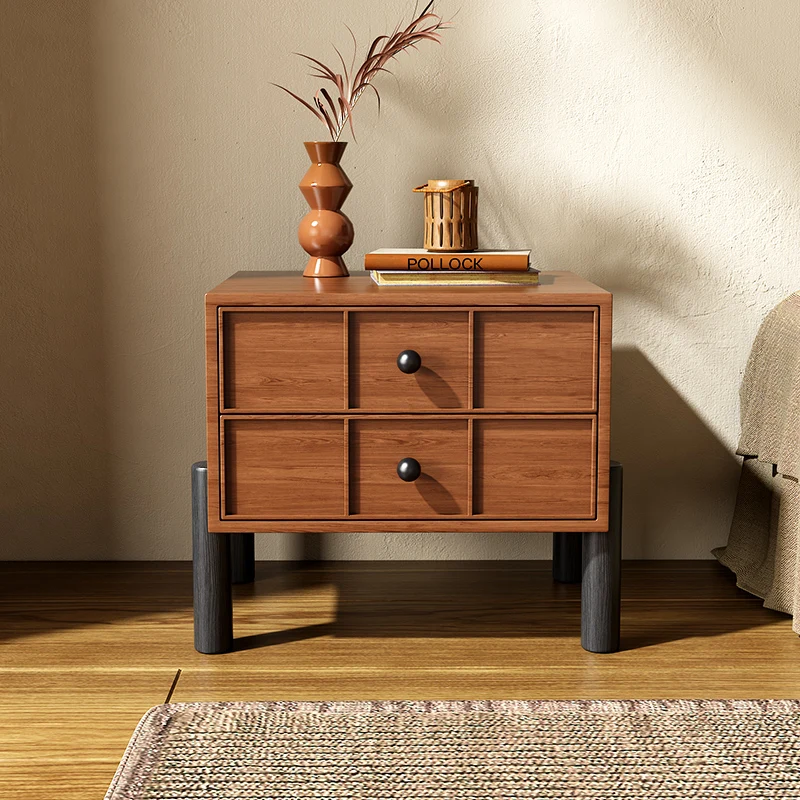 

Brown Retro Nightstands Wooden Large European Unique Bedsides Nightstands Cool Salon Luxury Table De Chevet Home Furniture