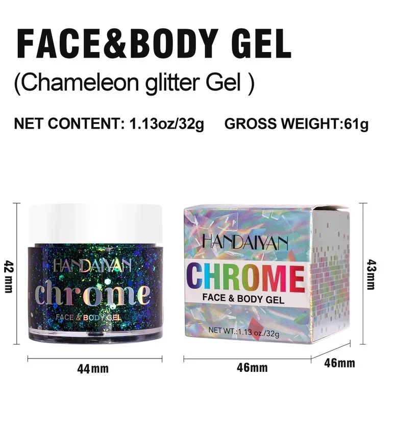 Body Glitter Gel Długotrwały wodoodporny cień do powiek Stage Party Glitter Eyeshadow Hair Face Body Glitter Cream Diamond Makeup