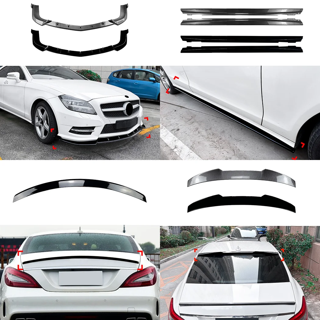 AMP-Z Car Body Kit for  Benz CLS Class C218 X218 Front Rear Bumper Lip Spliter Side Skirt Rear Wing Spoiler Diffuser