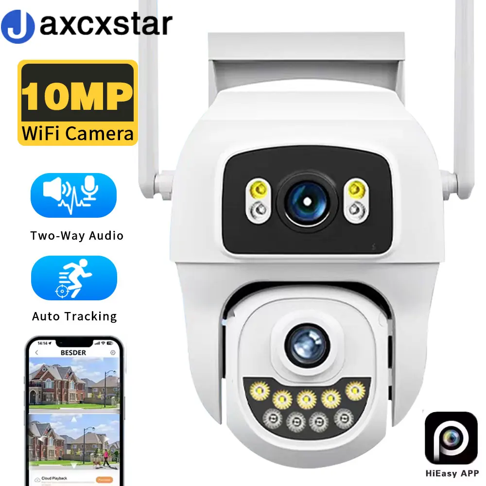 

10MP 5K WiFi Dual Lens Outdoor AI Human Detection CCTV Two-way Audio Email Alerts and HiEasy App