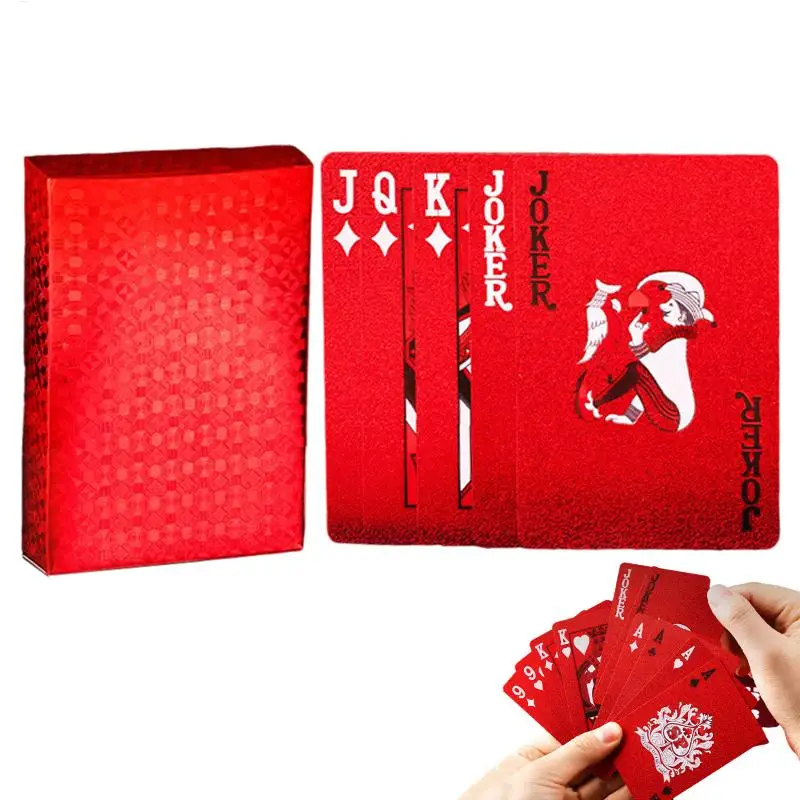 Red plastic playing cards PVC poker waterproof washable Parker rustic gold Year of the Dragon creative thickened card customized