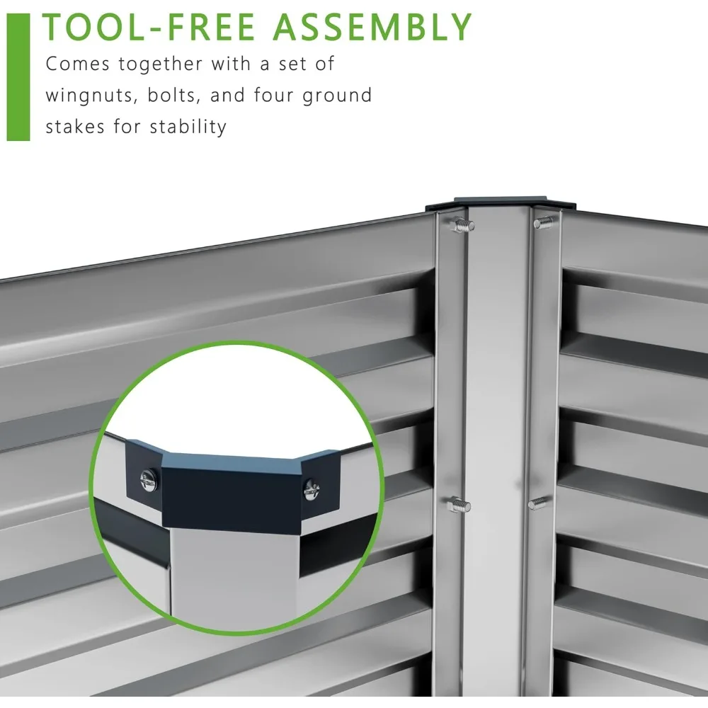 2 SZT. Zestaw do podwyższonej grządki ogrodowej 3,6x1,2x0,3m, ocynkowane, Prostokątne metalowe donice na warzywa, Duże podwyższone grządki do sadzenia