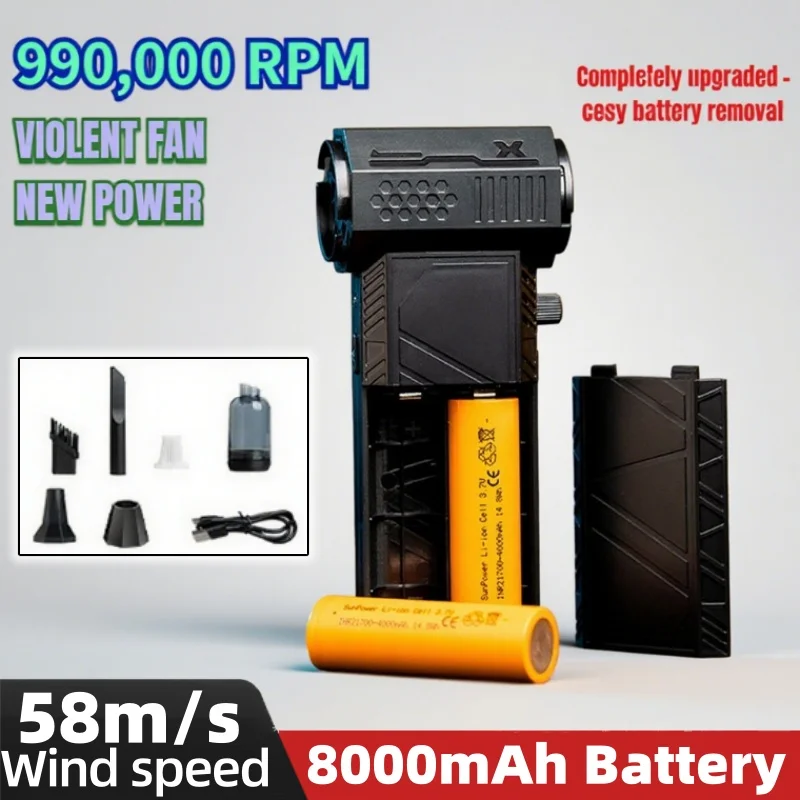 

Turbo Fan Upgrade C6 Pro Rechargeable Blower 990000RPM Brushless Air Blower Turbo Jet Fan Portable Turbo Blower Electric Dryer