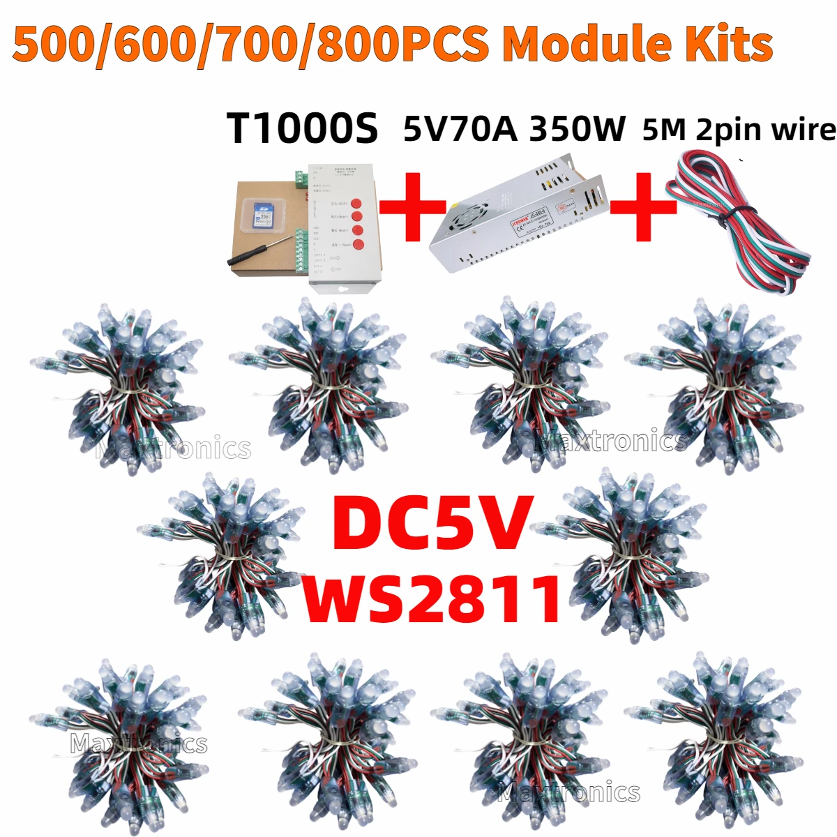 500/600/700pcs DC5V WS2811 Full Color LED Module Light Kits 12mm Waterproof  RGB Color Digital LED Pixel Lamp for Festival Decor