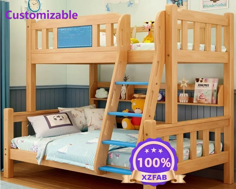 Factory Direct 2026 Upper and lower bunk full solid wood child and mother bed children's high and low small apartment upper