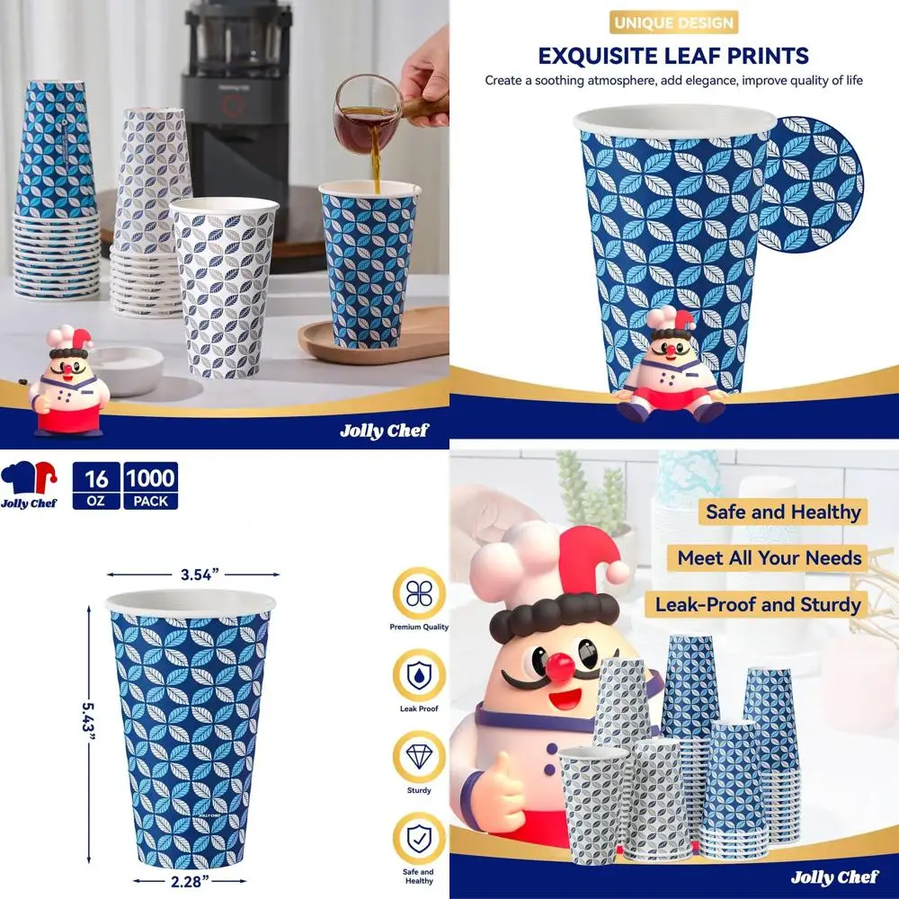 

1000 Pack 16 oz Disposable Coffee Cups - Reusable for Home, Office, Cafe, Outdoor Use