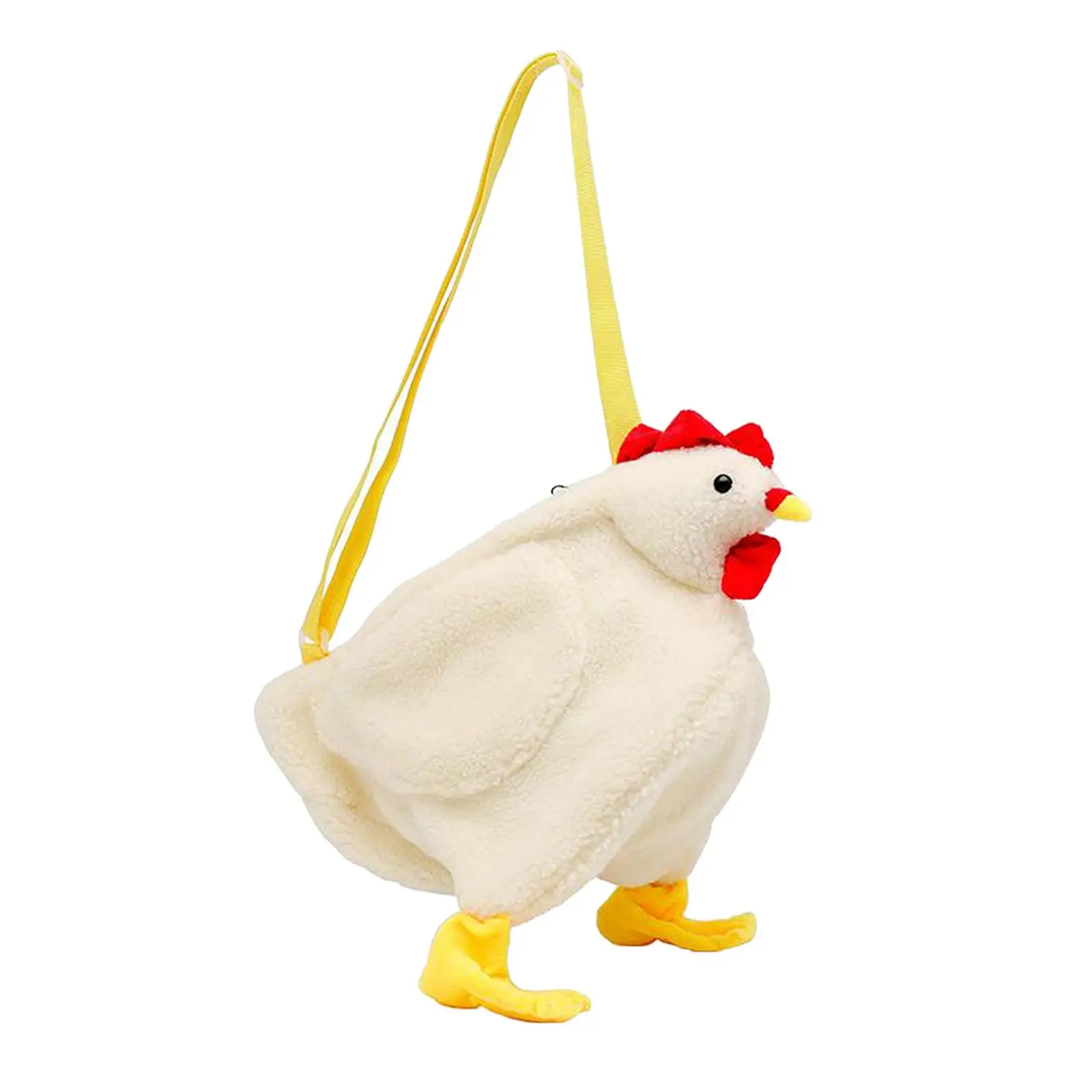 Cute Plush Chicken Crossbody Bag Large Capacity Women Girls Shoulder Handbag Animal Print for Casual Outing Camping