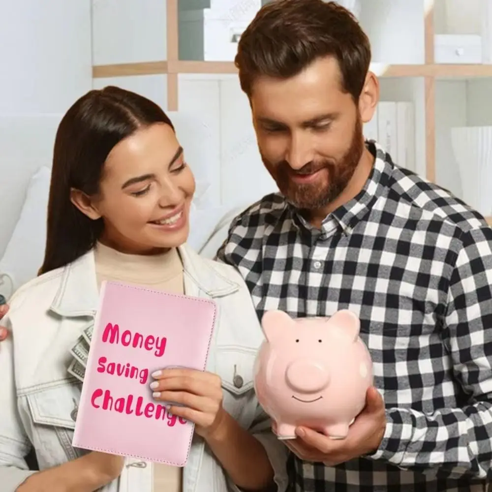 PU Leather Envelope Challenge Binder Challenging Loose-leaf Savings Challenges Book Refillable Storage Wallet