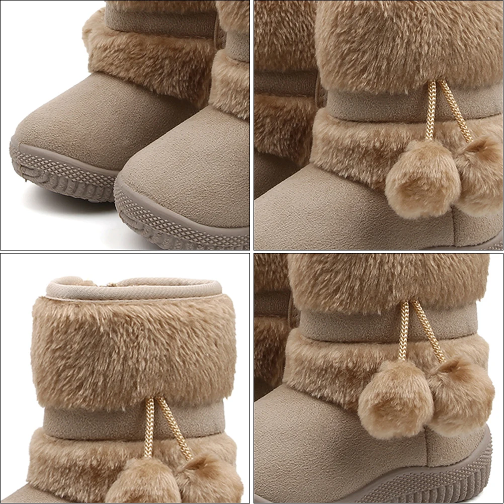 

1 Pair Of Soft Bottom Baby Snow Boots Winter Warm Shoes For Girls Toddlers Prewalker Cute Comfortable Durable Safe Lightweight