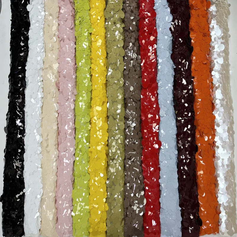

Latest chiffon base 9+12+25+40mm sequin embroidered fabric for party dresses, stage costumes, fashion sequin fabric