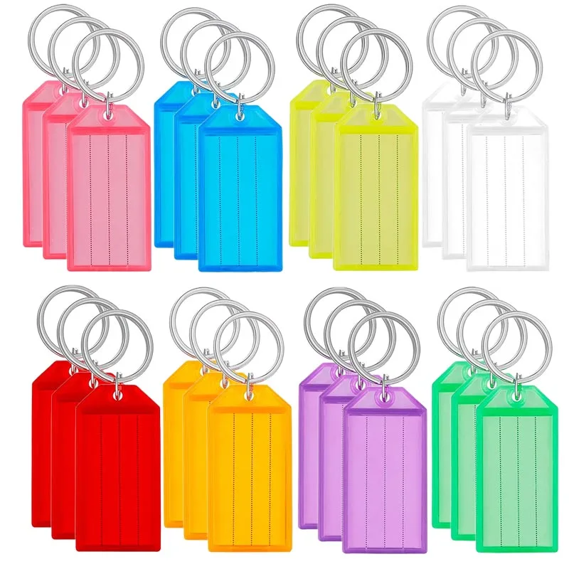 ﻿10~50pcs Keychain Key Tags Label with Split Ring For DIY Numbered Name Baggage Tag ID Label Name Tags Colorful Plastic TMZ