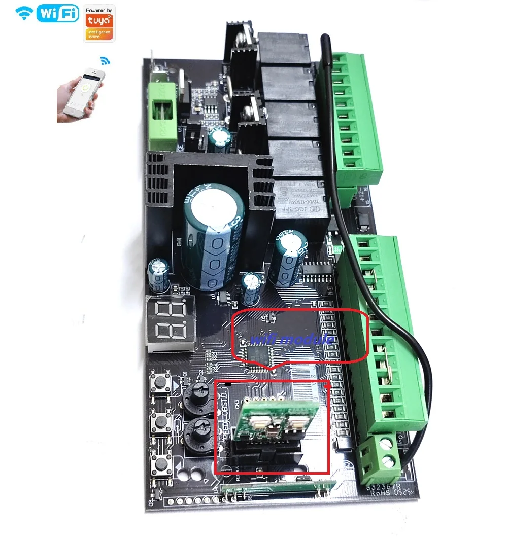 

Tuya Wi-Fi 12VDC 24VDC!! Автоматический механизм открывания распашных ворот, мотор оператора, печатная плата, контроллер электронной карты для открывания ворот, двойной