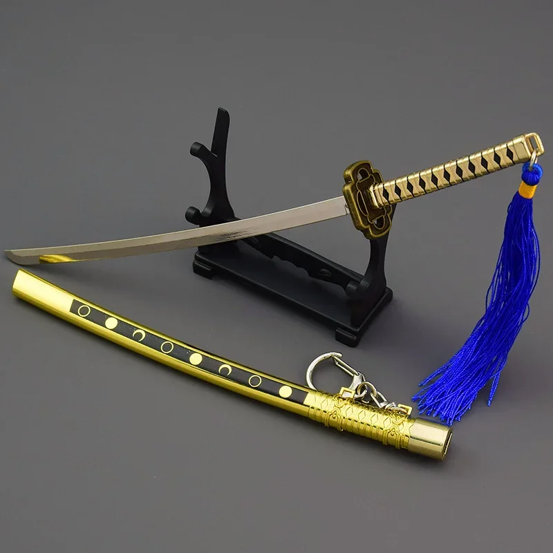 Touken ranbu อาวุธ Mikazuki munechika munechika 22cm โลหะอะนิเมะเกม periphery spinging SWORD โมเดลอุปกรณ์เสริมพวงกุญแจของเล่นสำหรับเด็กผู้ชาย