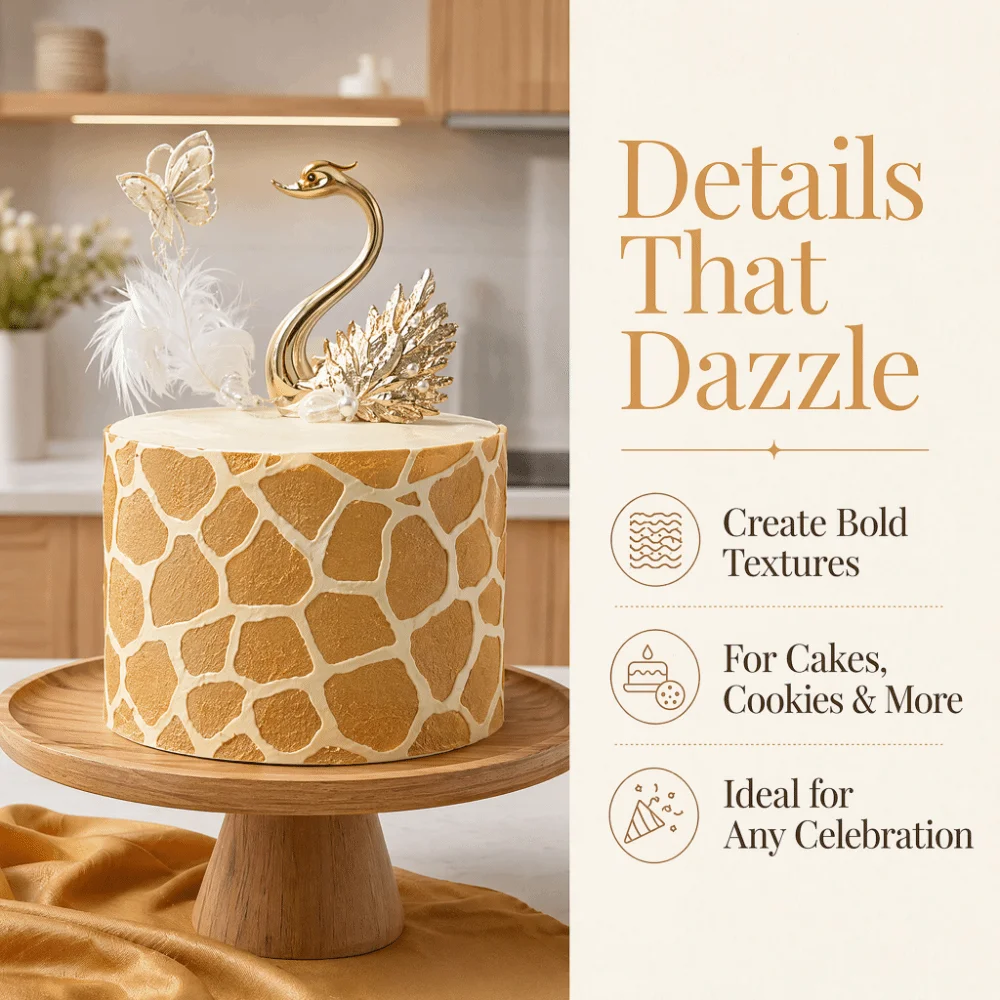 4PCS PVC Cake Stencils Zebra Leopard Pattern Flat Rectangular Baking Cake Stencils Openwork Cutouts Cookie Stencils