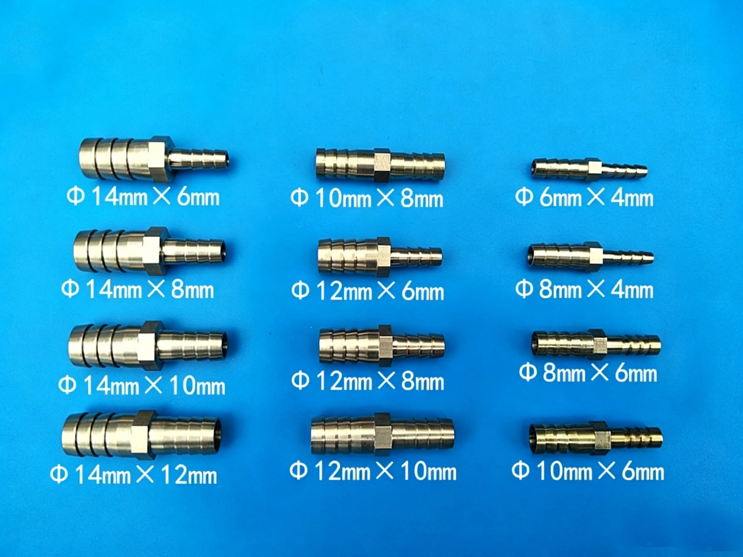 1Pc 4 5 6 8 10 12 14 16 19mm Hose Barbed x Hose Barbed Brass Pipe Fitting Reducer Coupler Connector Adapter Air Fuel Gas Water