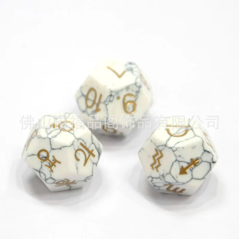 In Stock Synthetic Opal Malachite D12Twelve Constellations Star Palace Digital Dice Three One Suit