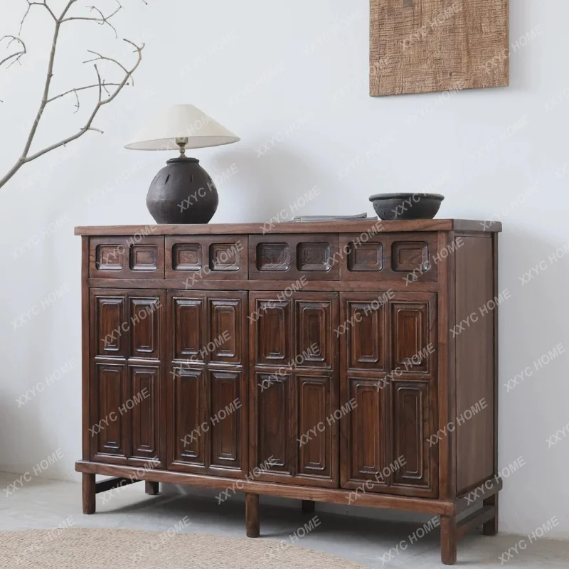 

Wabi Sandy Wind Solid Wood Side Cabinet Retro Entrance Cabinet Medieval B & B Club Decorative Cabinet Locker