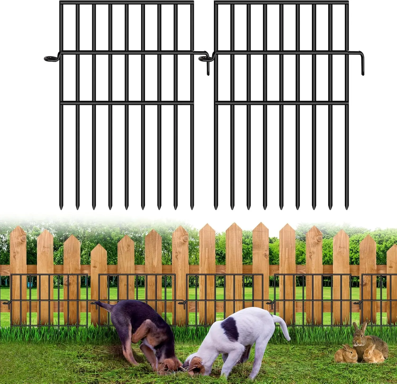 

25 Panels No Dig Animal Barrier Fence, 17in High X 27ft Long for Rabbits and Dogs, Rustproof Metal Outdoor Yard Patio Border