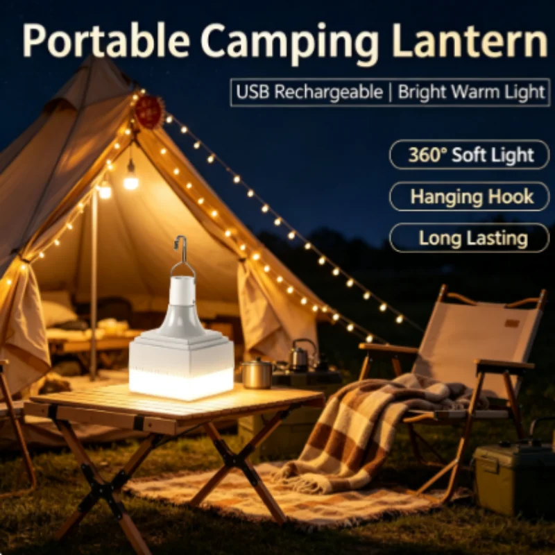Emergency Light Portable Lantern LED USB Rechargeable Bulb for Reading Work Lighting Indoor Outdoor Camping Tent Night Light