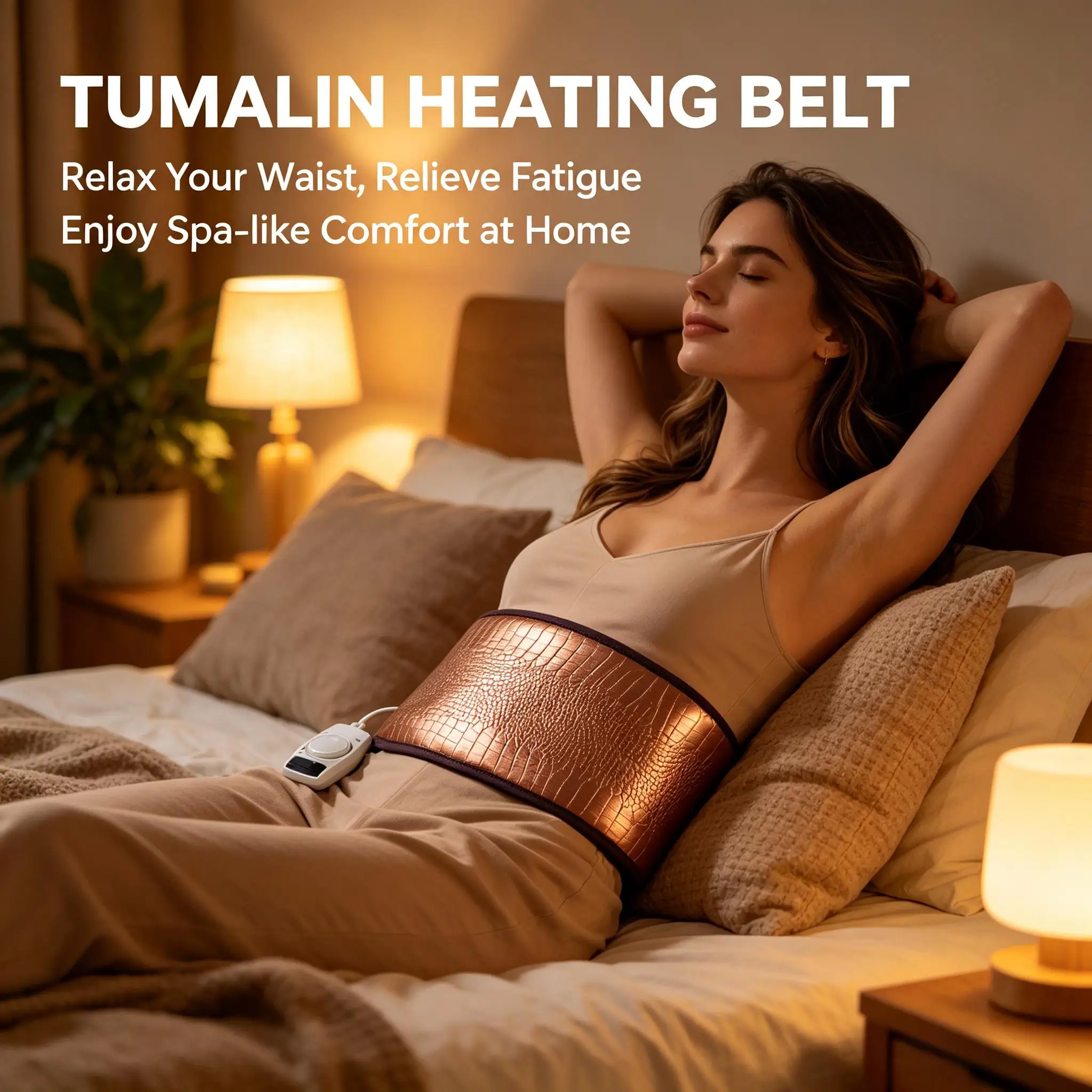 Electric Tourmaline Stone Heating Belt with Temperature Control Hot Compress Therapy Wrap for Waist Muscle Relaxation