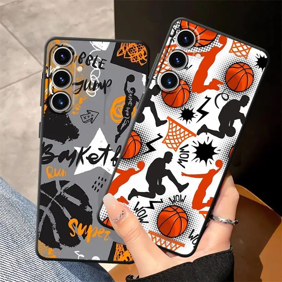 

Black Soft Phone Cover Case for Samsung Galaxy A26 A72 A35 A22 A52 A23 A53 A25 A71 A51 A73 A41 A24 A55 A32 A36 Basketball Man