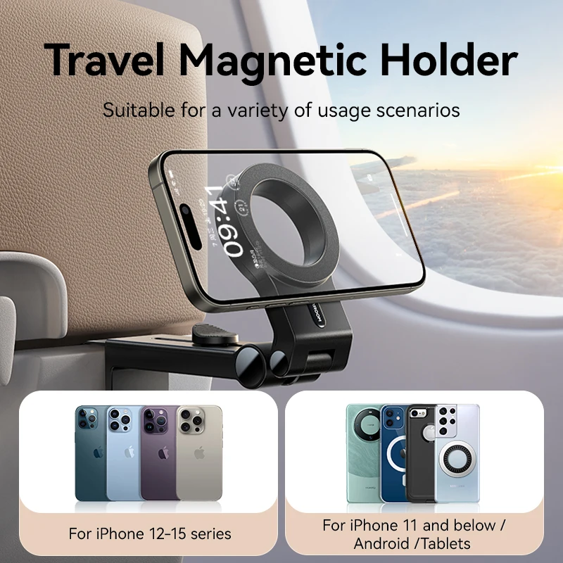 Joyroom Magnetic Airplane Phone Holder Travel Essentials Flexible Rotation Hands-Free Airplane Phone Mount for iPhone 16 Pro Max