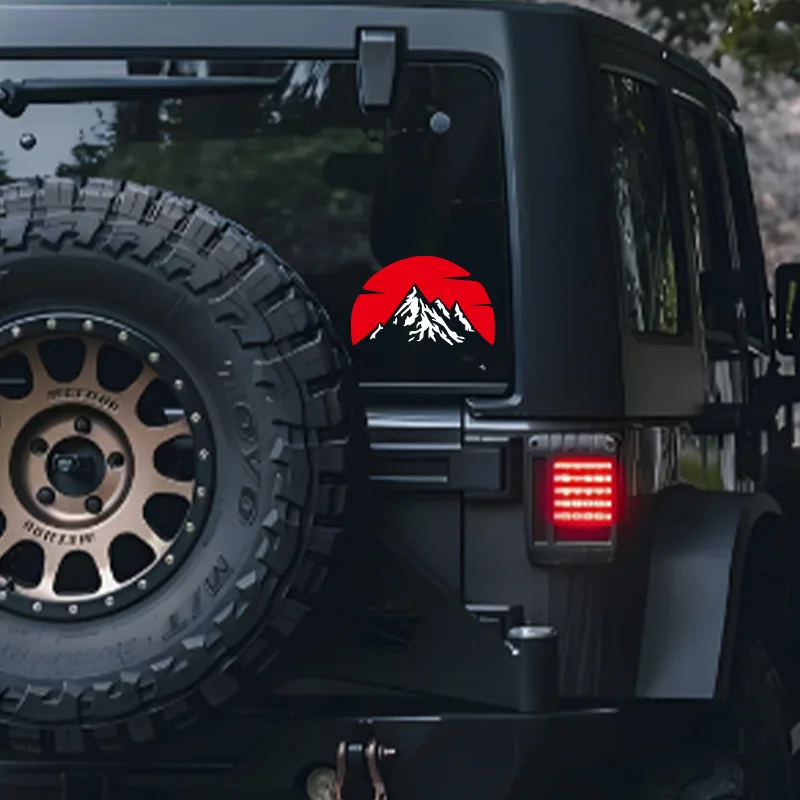 Red Sun Mountain Waterproof Vinyl Car Stickers Refit Decals for Body Windshield Window Trunk Motorcycle Auto Styling Decor