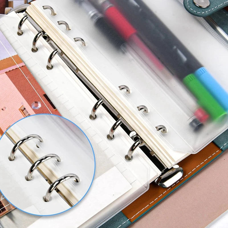 حقيبة ربط مع مجلدات بسحاب ، رابط 6 حلقات ، مغلفات ميزانية نقدية من كلوريد البولي فينيل ، حقيبة بسحاب ، 50 أو