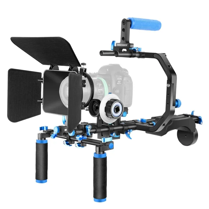 

Camera Cage Stabilizer Kit Dslr Camera Rig Cage Kit C-Type Handle Camera Shoulder Rigs Mount Kit with Matte Box