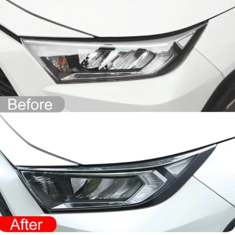 

For Toyota RAV4 2019 2020 2021 2022 2023 Sticker Styling Cover Detector Head Front Light Lamp Trim Frame Hoods Part Eyebrow 2PCs