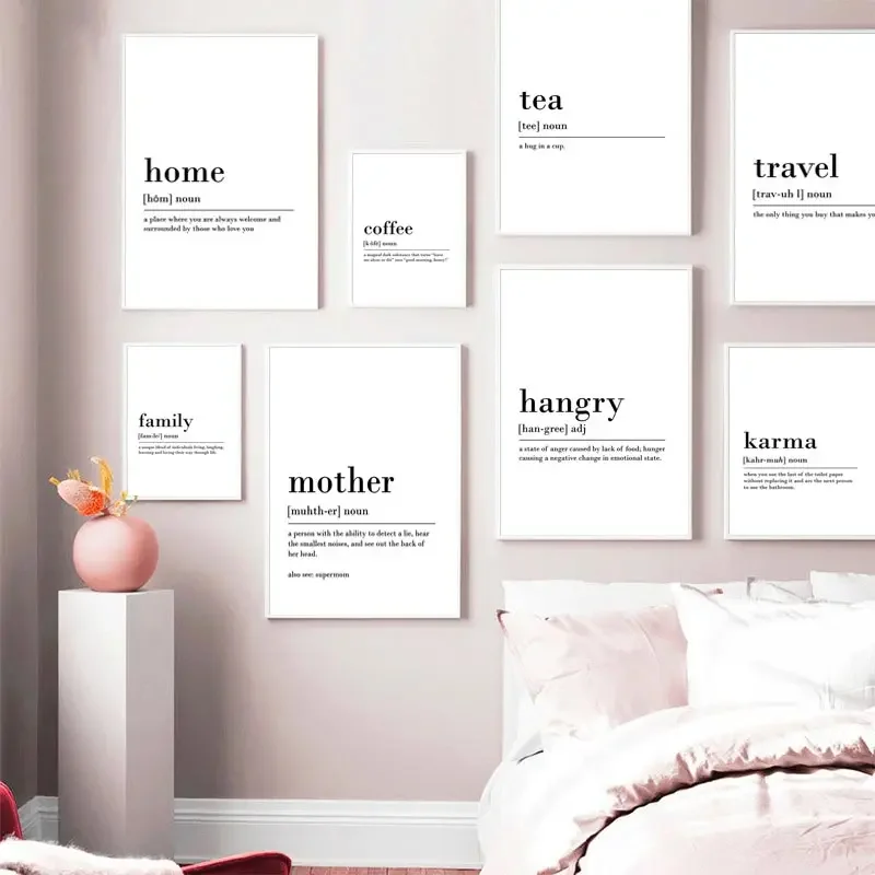Canvas Painting Home Love Family Mother Travel Definition Quotes Letters Posters and Prints Art Living Room Decor Wall Pictur