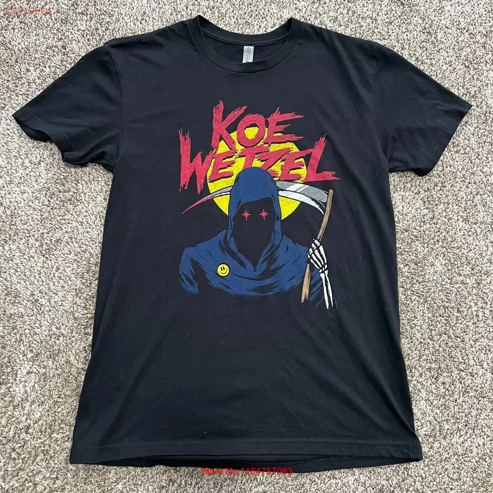 Koe Wetzel Tour T shirt Size M Road To Hell Paso Part 2 Black Grim Reaper vintage Washed homme designer clothes graphic