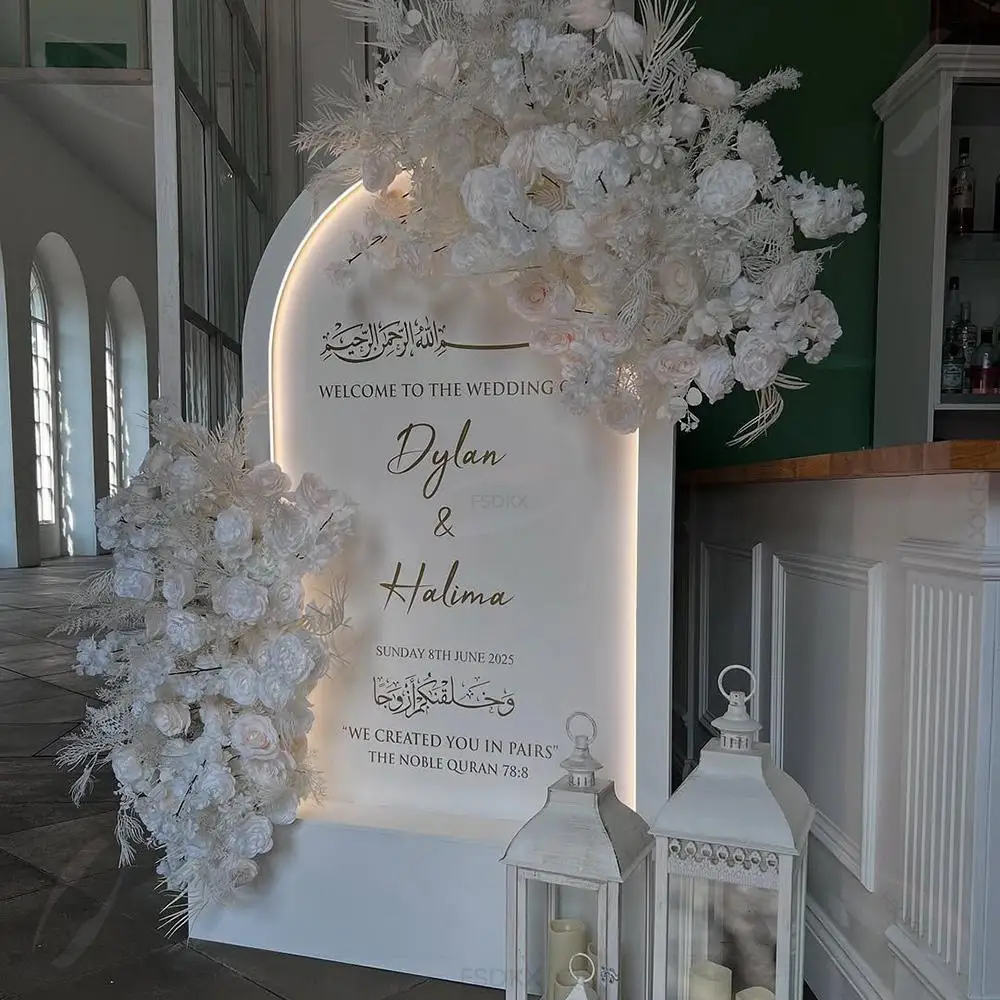 

Custom Wholesale Logo Acrylic LED Welcome Panel Arch Wedding Backdrop Welcome Sign Backdrop Panel Arch