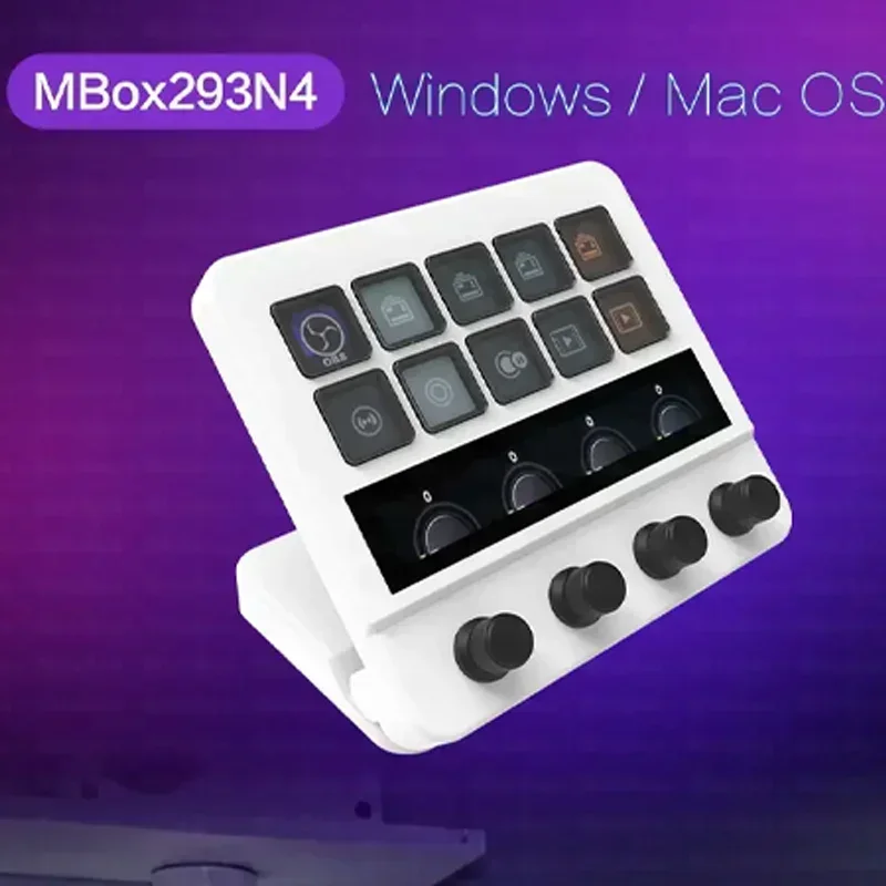 Mirabox N4 Stream Deck 10 klawiszy Usb-C wizualna klawiatura makro podwójny koncentrator Usb-A czterodrzebowy interfejs regulowany stojak klawiatura z paskiem dotykowym