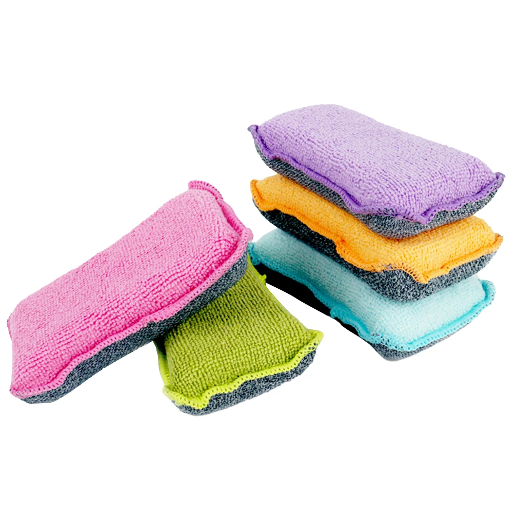 

5pcs Dishwashing Sponge Pads Double Side Scrubbers Material Kitchen Cleaning Sponges Ideal for Home Restaurant Multi