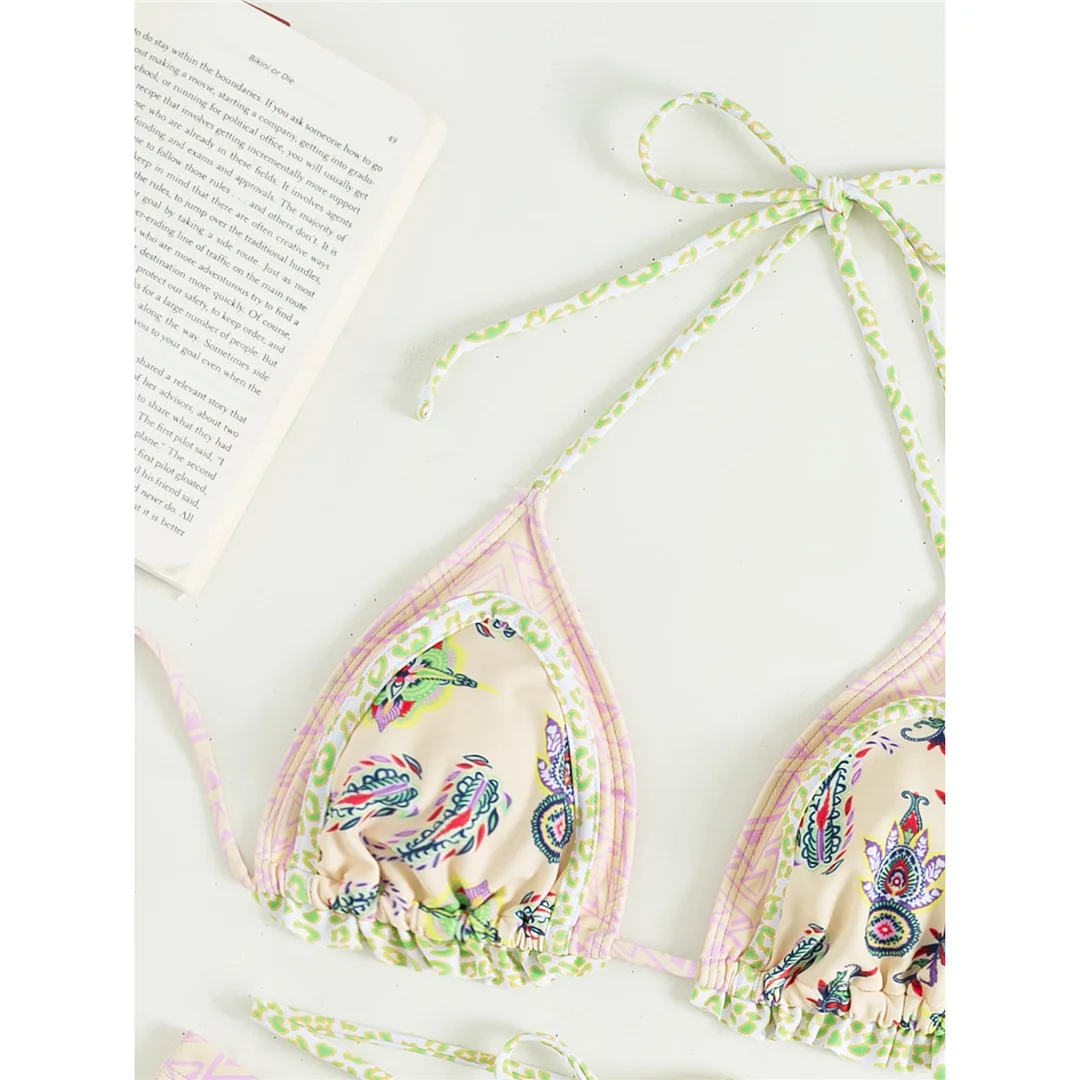 5 Farben, sexy, bedruckter Bikini mit Rüschen, Damen-Badebekleidung, zweiteiliger Bikini, Badeanzug, Badebekleidung, Modell V4651. – Detail 26
