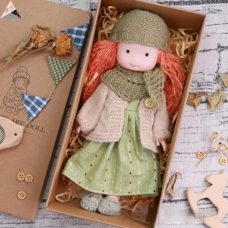

New Handmade Waldorf Doll With Woven Hair Artist Crafted Vinyl Doll Natural Fiber Toy For Children Cute Gift