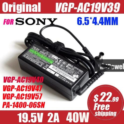 

Original For SONY 19.5V 2A 40W VGP-AC19V39 VGP-AC19V40 VGP-AC19V47 57 PA-1400-06SN laptop Table supply power AC adapter charger